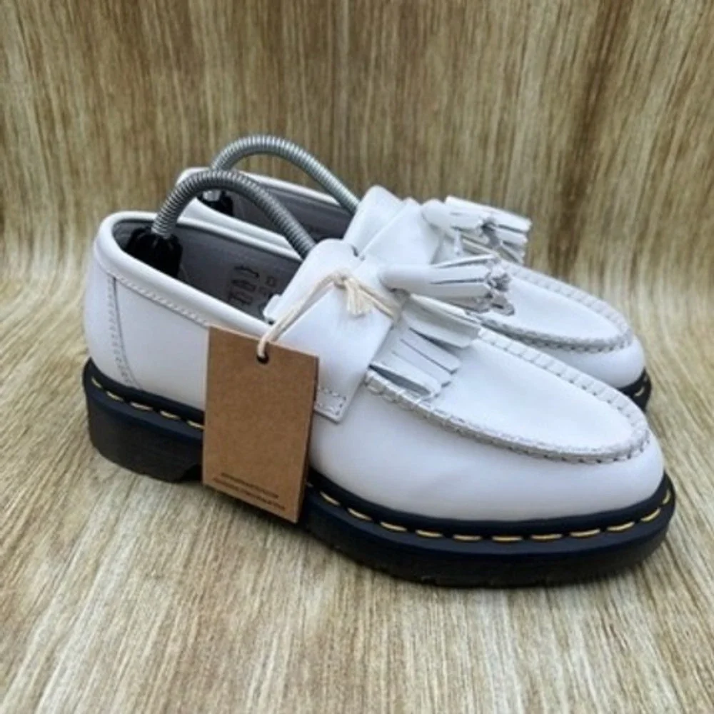 Dr. Martens Adrian YS Women's Size 6 Tassel Loafer Platform Shoes White NWT